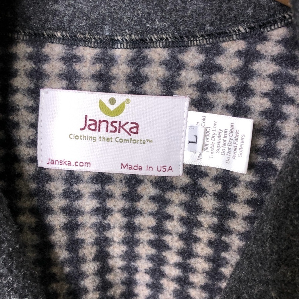 Janska Houndstooth Toggle Jacket Gray Fleece Shacket Pockets Size Large - Picture 6 of 7